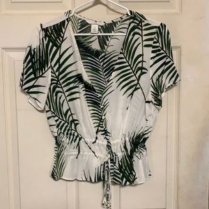 H&M leaf print blouse